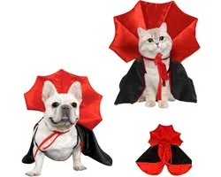 Cape Dracula pour animaux de compagnie Joya Kids ® | Costume pour chien et chat | Cape de vampire | Déguisements d'Halloween | Taille unique | 55 cm de long | Ajustable