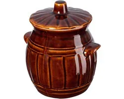 KADAX Aardewerkpan, keramische pot met handgrepen en deksel, vaatwasmachinebestendige aardepan, handgemaakte fermentatiepot van keramiek, inlegpot voor komkommers en zuurkool (3,7 l)