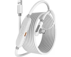 Maxonar VR Link Kabel 5m - Geschikt voor Meta Quest 3S / 3 / 2 & Pico 4 - 18W Snellaadfunctie - 5Gbps USB 3.0 - Wit