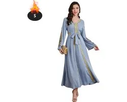 Nivard Islamitische Kleding - Djellaba Dames - Moslim Kleding - Arabisch Dames Kaftan - Alhamdulillah - Blauw - S