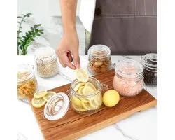 Candala Set de 6 pots avec couvercle, 500 ml, verres de cuisine, pots en verre avec fermeture hermétique pour confiture, pots de conserve, pots de confiture pour muesli, grains de café, épices