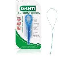 GUM EEZ-Thru Floss Threaders - Fil de soie - Appareils orthodontiques - Couronnes - Ponts fixes - Implants dentaires - 25 pièces