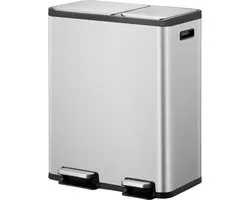 EKO - EcoCasa 1 pedaalemmer 30+20 liter - Stainless steel Polypropyleen - mat RVS - Prullenbak