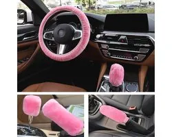 Steering Wheel Cover, Handbrake and Shift Cover Pack - Winter Non-Slip Warm 35-39 cm