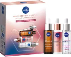 NIVEA Skin Boosting Solution Skincare Trial Geschenkset Vrouwen - Anti-Age Skincare - Cadeaupakket Verjaardag Vrouw - 3x Serum