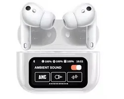 Écouteurs sans fil Smart à écran tactile avec ANC | Batterie 36H | Bluetooth 5.3 | Boîtier de chargement à écran LED | Son Ambient | Réduction du bruit | Contrôle tactile | Hifi stéréo | Compatible iOS et Android