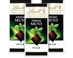 Lindt EXCELLENCE Tablette de chocolat noir - Menthe - 100g par tablette - Lot de 3