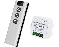 Slimme rolluikcontroller - Draadloze slimme rolluikcontroller met 1 stks RF-afstandsbediening, Slimme Rolluikschakelaar - Geschikt voor Google Home / Alexa APP-bediening en handmatige schakelaar, elektrische motor WiFi-schakelaar