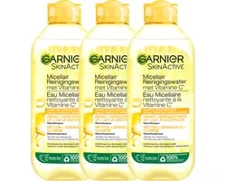 Garnier SkinActive Water Eau micellaire Vitamine C* - Eau Nettoyante Visage - 3x 400 ml