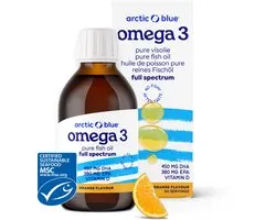 Arctic Blue - Omega 3 Visolie - Sinaasappel - vitamine D - MSC - 250 ml