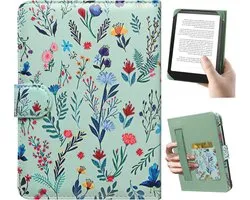 Housse de protection universelle pour liseuses de 6,8" et 7" comme Kobo Clara HD et PocketBook avec poche intégrée, motif floral