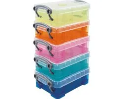 Really Useful Boxes Opbergdoos set van 5 x 0.2 liter assorti kleuren