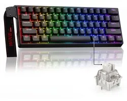 AULA WIN60 HE - Clavier de jeu RGB filaire 60% - Touches magnétiques - Effet Hall Rapid Trigger - Gasket - Hot Swap - Taux d'interrogation 8K Hz - Claviers QWERTY - Touches imprimées sur le côté - 61 touches - Noir