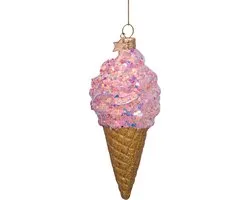 Ornament glass soft pink ice cream H15cm