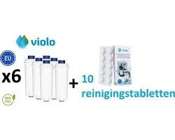 VIOLO waterfilter voor DELONGHI koffiemachines, vervangend - DELONGHI DLS C002 - 6 stuks + VIOLO Reinigingstabletten voor koffiemachines 10 tabletten