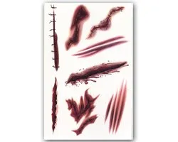 Temporary Halloween Tattoo #21 littekens hechtingen Make-up schmink Nep Fake tattoo scars nep wond tattoos gezicht stickers spin bloed masker - Kostuum decoratie heren dames meisje jongen kind - Water overdraagbare festival sticker henna