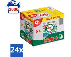 Dreft Platinum Plus - All In One - Vaatwascapsules - Deep Clean Boosted - 25 Afwasbeurten - Voordeelverpakking - 24 stuks