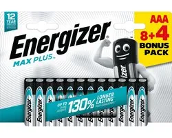 Piles Energizer Max plus AAA, blister de 8+4