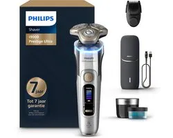 Rasoir électrique Philips i9000 Prestige Ultra pour homme - Avec boîtier de charge UV, capsule de Clean Quick et tondeuse à barbe - Argent - XP9404/46