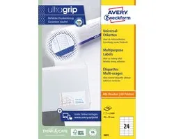 Avery witte etiketten QuickPeel  formaat 70 x 35 mm (b x h) 2.400 stuks 24 per blad doos van 100 blad