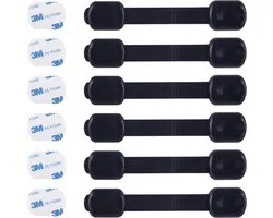 CUTESAFETY Childproof Safety Locks - Babyproofing Cabinet Lock with 6 Extra 3M Adhesives - Adjustable Belt Closures to Cupboards, Drawers, Cabinet, Oven, Refrigerator, Wardrobe Chair, Door, Window