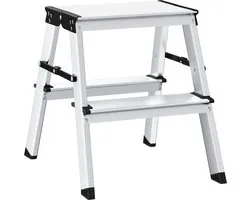 SONGMICS - Huishoudtrap - Ladder - Aluminium - 2 Antisliptreden - Opvouwbaar en Multifunctioneel - Max 150 kg