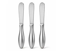 Set de couteaux à tartiner Inox - Mini - Couteaux à fromage 3 Pièces - Couteau à tartiner - Set de couteaux à fromage frais - Lavable au lave-vaisselle - Argent