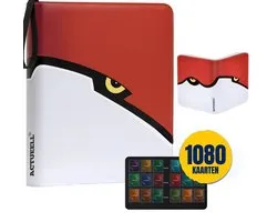 Actueell® Verzamelmap 900 Kaarten – 9 pocket - Inclusief 30 Toploaders, Penny Sleeves & Card Sleeves – Binder map met ritssluiting – Premium leer - Rood/Wit – 50 Pagina's – A4 Formaat