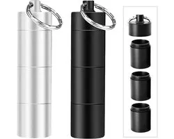 2 Pack Aluminium Pill Box - Waterproof Aluminium Alloy Medicine Holder - Pill Bottle - Portable voor Outdoor Travel Camping