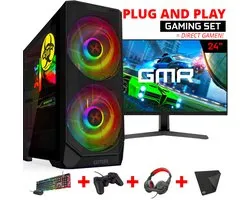 Complete Gaming PC Set Ryzen 5 RTX 3050 16GB 500GB SSD Inclusief 24 Inch Monitor, Headset, Controller, Toetsenbord en Muis – Geschikt voor Minecraft, Fortnite, Roblox & GTA V