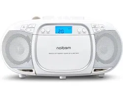 Stereo Sound System - Boombox CD-speler MP3 cassette draagbare cassettespeler voor kinderen - FM-radio AUX hoofdtelefoon netvoeding & batterij - wit cassette speler