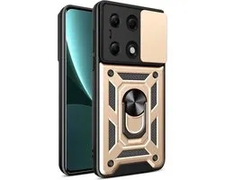 Coque Xiaomi Redmi Note 13 Pro 4G - Coque blindée MobyDefend avec Ring rotatif - Or - Étui de protection pour téléphone portable - Étui de téléphone adapté pour Xiaomi Redmi Note 13 Pro 4G