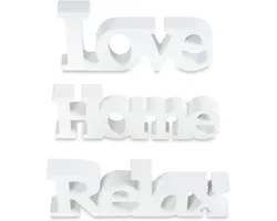 Set van 3 houten letters voor decoratie - Love Home Relax