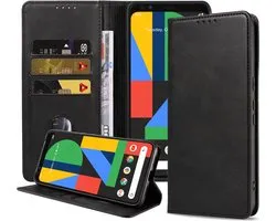 Smartphonica Telefoonhoesje geschikt voor Google Pixel 4 kunstleren hoesje met magnetische sluiting en pashouders book case - Zwart geschikt voor Google Pixel 4