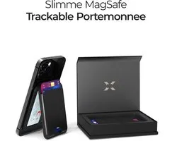 Xenon Smart X6608 MagSafe Wallet - Compatible avec Apple Localiser (Find My) - Porte-cartes magnétique pour iPhone - Blocage RFID - Recharge sans fil - Avec fonction support - Zwart