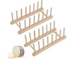 Plate Stand - 2 Pcs Plate Stand - Dish Rack - Pot Lid Holder - Wooden Board Holder - Plate Rack Holder voor Keuken - Plate Stand voor Opslag van CDs - Tafelgerei - Boeken - Wijnglazen