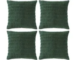 Fancy Homi Set of 4 Dark Green Boho Decorative Throw Pillow Covers for Couch, Bed Couch, Aesthetic Modern Bohemian Room Decor, Soft Fluffy Fluffy Cozy Textured Corduroy Pillowcase 40