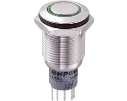 TRU COMPONENTS 701818 LAS2GQF-11ZE/G/12V/S/P Vandalismebestendige drukschakelaar 250 V/AC 3 A 1x aan/aan Continu Groen