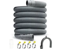 Storystore Drain hose extension, 2 m, universal washing machine hose, extension with bracket, connecting piece and - ShopVlot