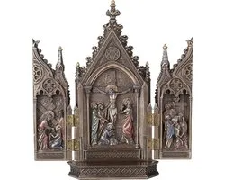‎Veronese Design - La Crucifixion de Jésus - Triptyque - très détaillé - (HxLxP) environ 20 cm x 18,5 cm x 5,5 cm