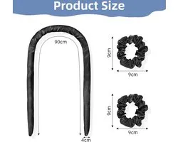 Heatless Curling Rod Headband, Hitteloze Krulstaaf Hoofdband Haarrollers for Overnight, Zacht Zijden Lint Slaap Haar Rollers Golf Haarkrulspelden Luie Krultang Set No Heat Hair Curlers Styling Tools voor Lang Halflang Haar (Zwart)