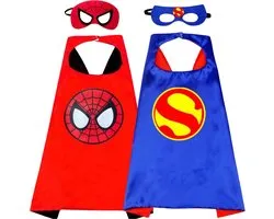 Joya Kids® Set van 2 Spinnen en Super man held Cape en Masker Set | Superhelden verkleedpak | Spider en Super pak | Cape | Masker | Kostuum jongens