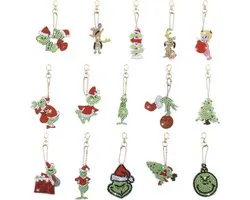 Diamond Painting Sleutelhanger - Dubbelzijdig - 15 x sleutelhanger - Kerst - Giftset vrouw - 3D Sleutelhanger - Volwassenen - Hobby - Kinderen - volledig pakket - Kinderfeestje - Maak je eigen sleutelhanger - Hanger voor aan je tas