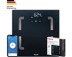 Beurer BF 880 WIFI Personenweegschaal - Lichaamsanalyse - Bluetooth® - Beurer HealthManager Pro app - Verlicht Magic Display - BMI/AMR/BMR - Tot 180 kg - 30 x 30 cm - 8 Gebruikers + herkenning - Veiligheidsglas - Incl. batterijen - 5 Jaar garantie