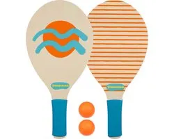 Beachball set - Complete Set - Hout - Blauw/Geel - Vanaf 3 Jaar