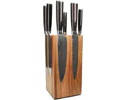 Shinrai Knives - Damascus Print Ensemble de 7 couteaux + Messenblok Rotate