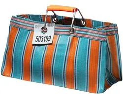 PUEBCO - retro tas - oranje x blauw - langwerpig - 100% recycled plastic