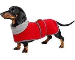 Warm Thermal Padded Dachshund Jacket - Dog Winter Jacket met Warm Fleece Lining - Outdoor Dog Clothes met Verstelbare Bandjes - Rood-XS