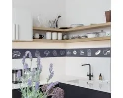 neukids Self-Adhesive Border, 10 cm x 200 cm, Self-Adhesive Border, Grey Food Pattern, Wallpaper Border, for Living - ShopVlot
