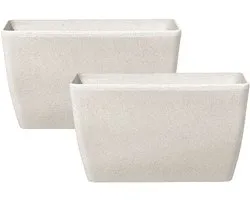 BARIS - Bloempot set van 2 - Lichtbeige - Groot - Stenenmix